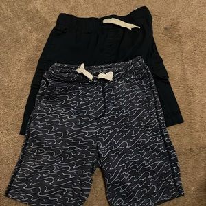 2 Navy shorts  Old Navy with a wave pattern the other navy cargo short